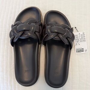 HM Brown Braided Slide Sandals